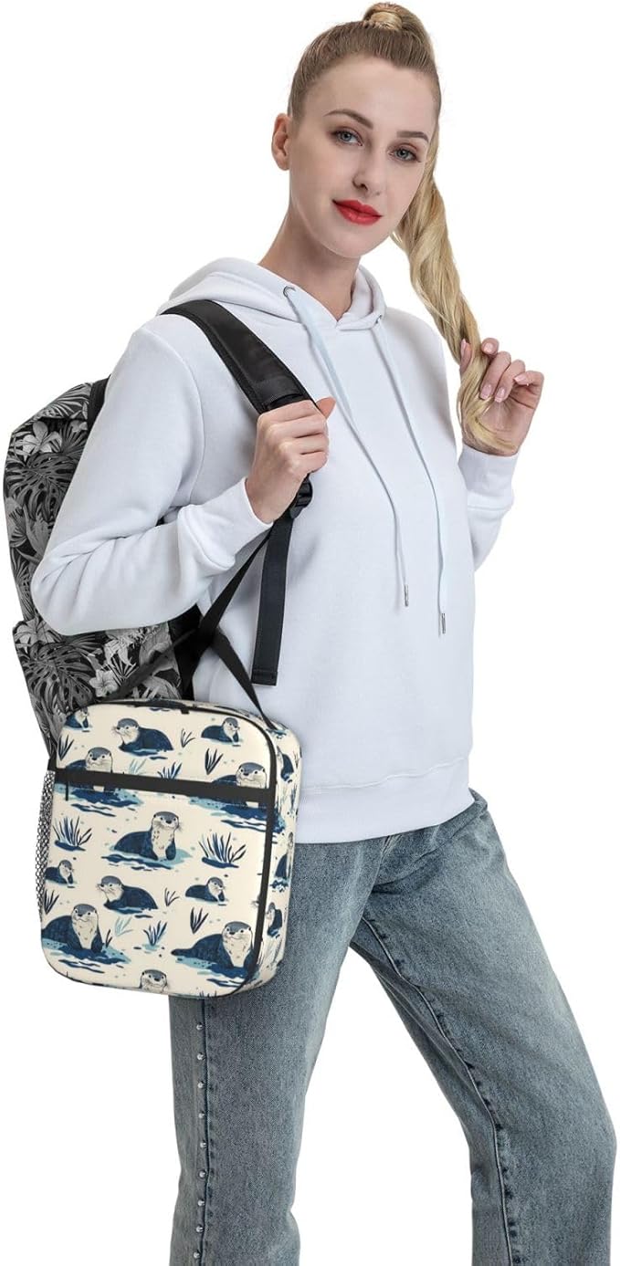 Otter Lunch Box Insulated Lunch Bag for kids Girls Boys,Reusable Lunch Box Containers for Women Men,Durable Cooler Tote Bag Lunchbox for Office/School/Picnic