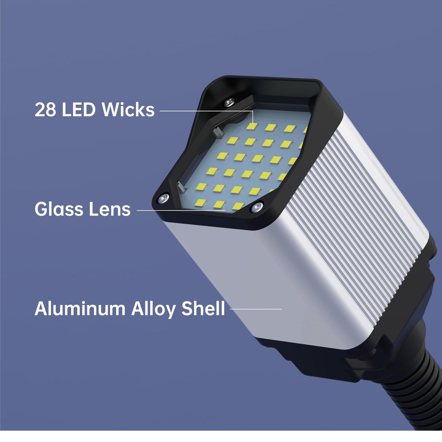 Led Lathe Work Light  20In Flexible Gooseneck Lamp With 28Leds  1200 Lumen Machine Light For Lathecnc Milling Drill Press Sewing Machine Industriallighting 120V(Base With 4Screw Holes)