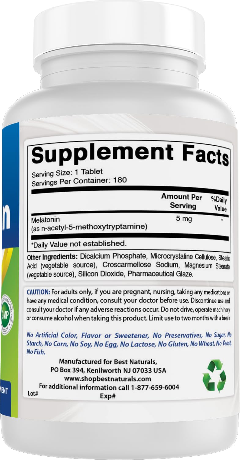 Best Naturals Melatonin 5 mg 180 Tablets