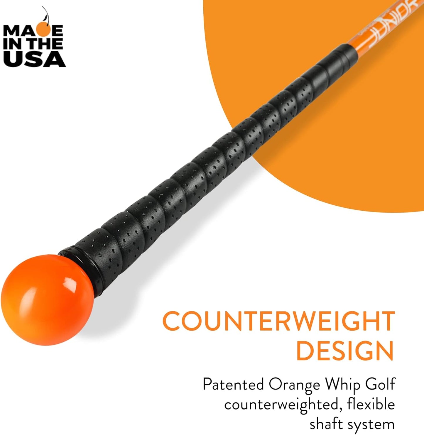 Orange Whip Golf Swing Trainer Aid Patented & Made in USA for Improved Rhythm, Flexibility, Balance, Tempo, and Strength *American Made*
