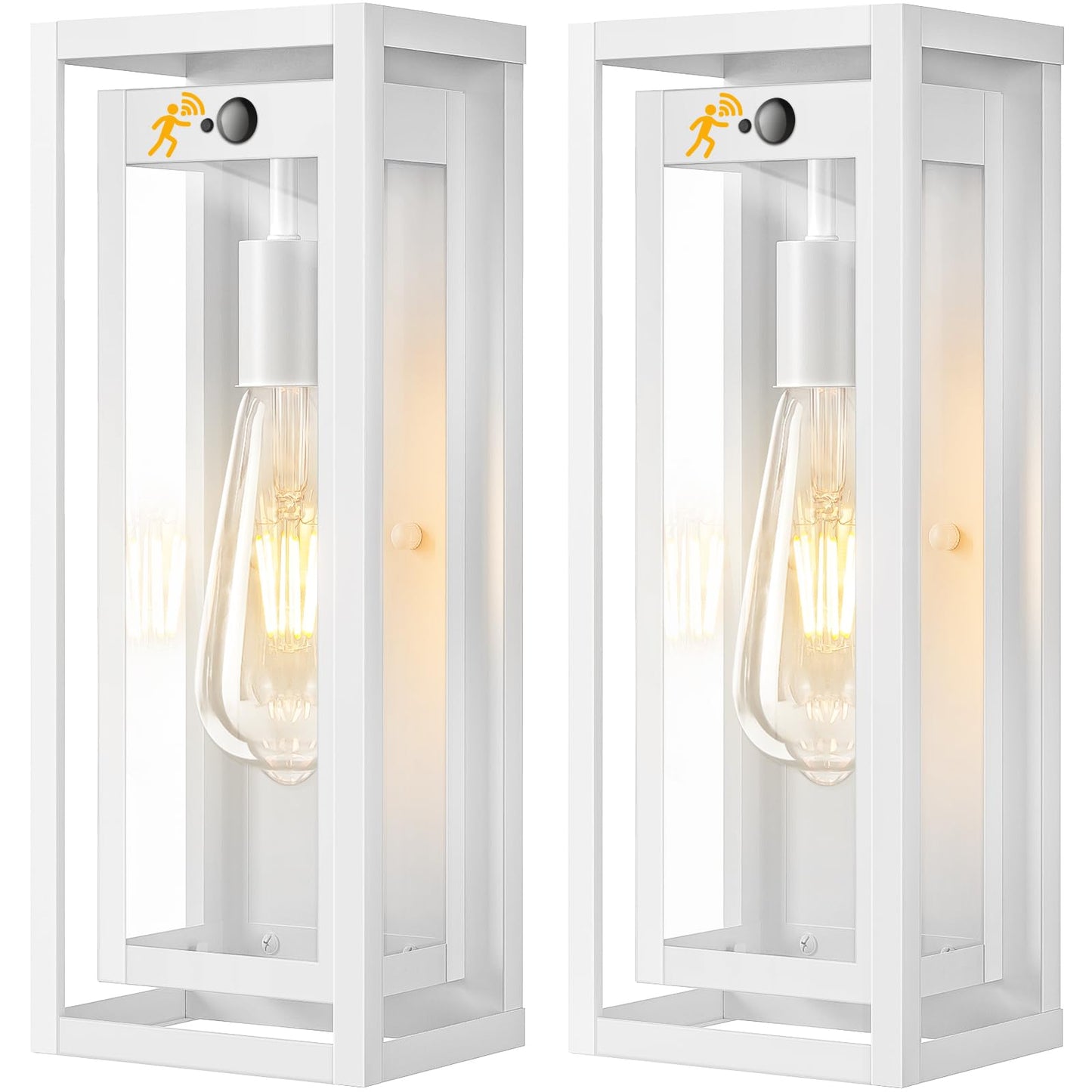 Slypadan 15 Motion Sensor Outdoor Lights  2 Pack Large White Outdoor Light Fixture  3 Lighting Modes Waterproof Anti-Rust Wall Sconces  Exterior Lighting Fixtures For Front Door  Porch  Garage