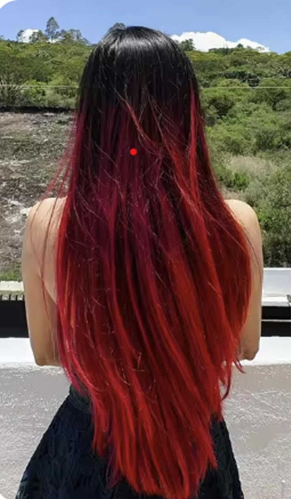 Clip In Colorful Long Hair Extension Hair Highlights Hair Streaks (Red - Straight - 2 PCS)