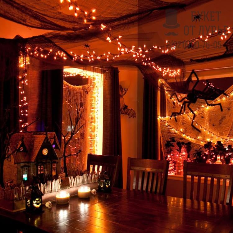 Lamphome Orange Halloween Light  100 Count 20Ft String Light 120V Ul Certified Orange String Lights  Plug In Brown Wire Fall Lights Waterproof For Spooky Thanksgiving Party Decor