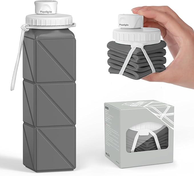 Collapsible Water Bottles Flexible Bpa Free Silicone Reusable Foldable Water Bottle,Durable Lightweight Leak-Proof Compact Water Bottles For Travel Hiking Running Outdoor Sports Bottle