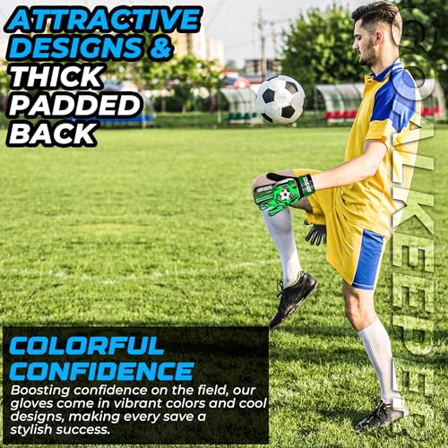 Arsh Sports Soccer Goalie Gloves for Kids,Goalkeeper Gloves for Youth Boys Girls 4MM Latex Palm,Anti Slip,Super Gip Double...