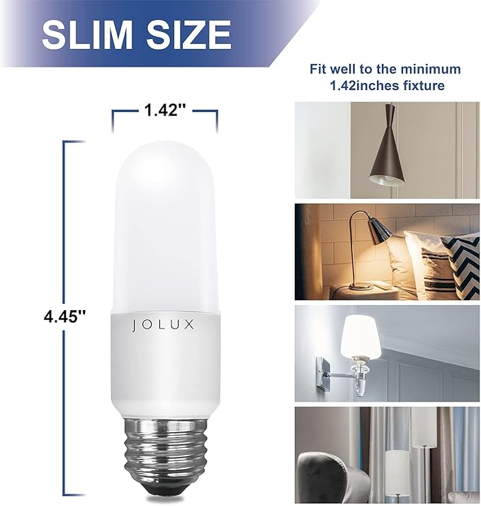Jolux LED Stick Light Bulbs 60W Equivalent,Enclosed Fixture Rated, 800 Lumen 2700K Soft White,Medium Screw Base E26 led Bulbs,Non-Dimmable,12 Count (Pack of 1)…