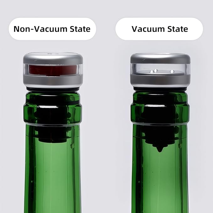 Wine Saver Vacuum Pump with 4 Stoppers, Wine Stopper & Preserver, Reusable Bottle Sealer Keeps Fresh (5)