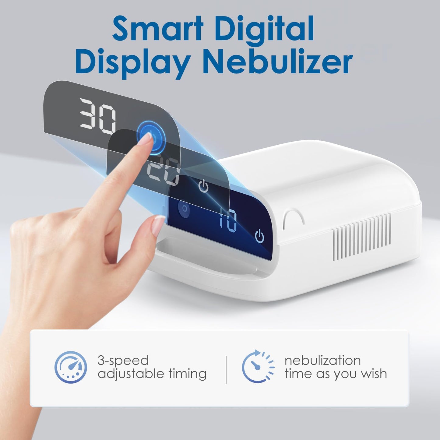 Smart Nebulizer, Intelligent Digital Display Nebulizer Machine for Adults and Kids,Low Noise Compression Nebulizer for Breathing Problems,Desktop Jet Nebulizer for Home Use Spacer-16