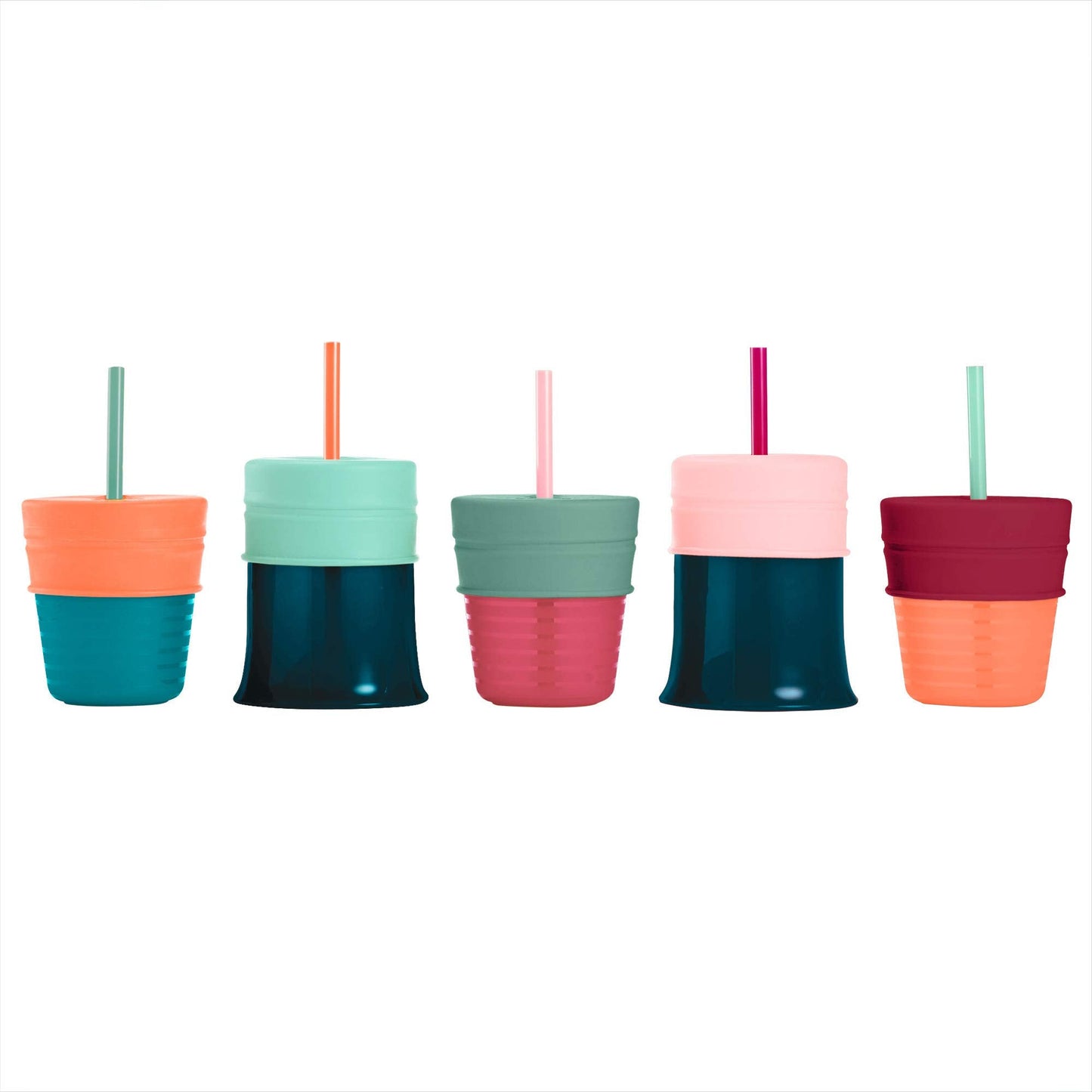 Boon Snug Straw Universal Silicone Straw Lids - Multi (3pk), Pink