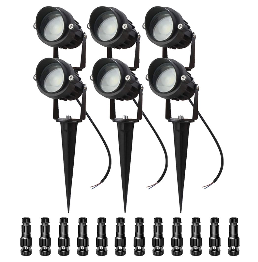 LAVAED 10W LED Landscape Lights Outdoor Spotlight 12V Waterproof 6 Pack Warm White