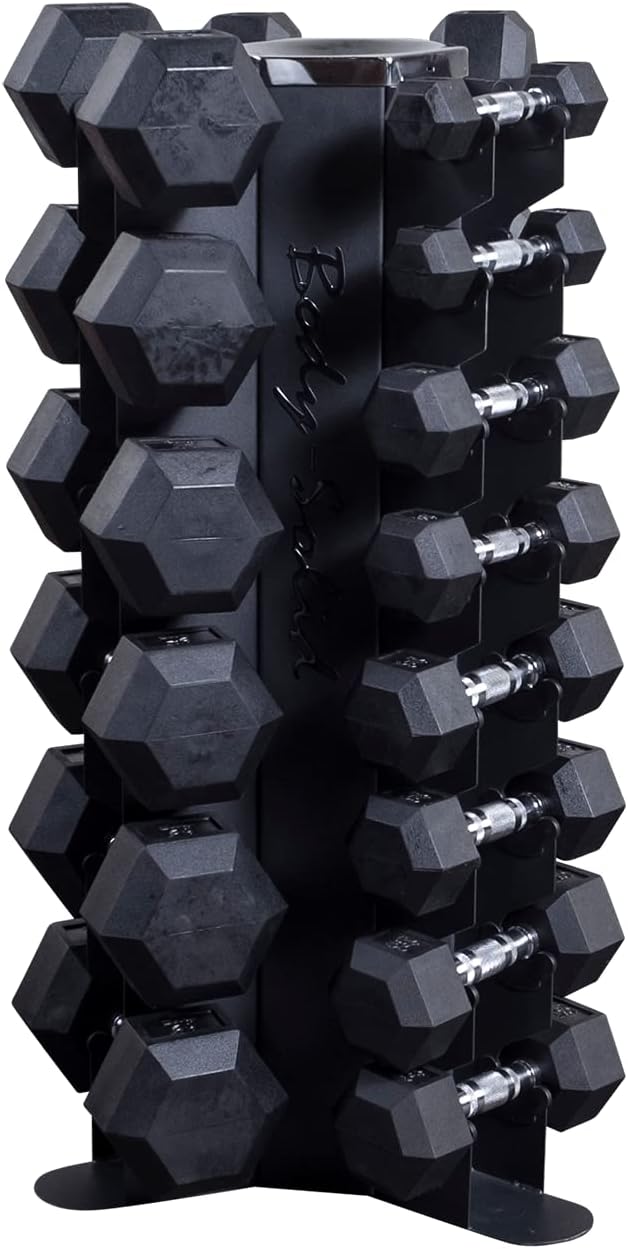 Body-Solid (GDR80-SDRS550) 10-Pairs Dumbbell with Vertical Rack - Compact Weight Storage for Home Gym, Strength Training -...