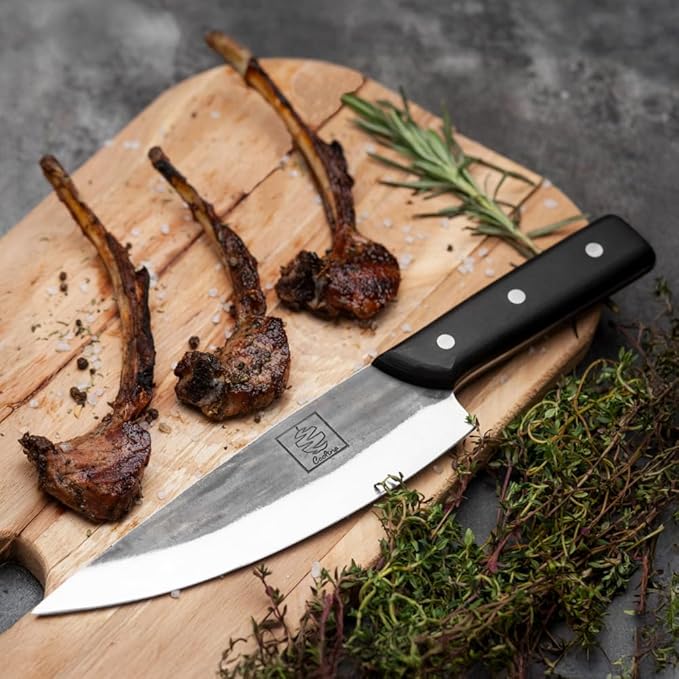 COOLINA Altomino and Tungsten Knife Set – Hand-Forged Chef Knife and Precision Slicing Knife Bundle – High Carbon Steel Full Tang Butcher Knives for Meat, Veggies, BBQ & Kitchen Prep