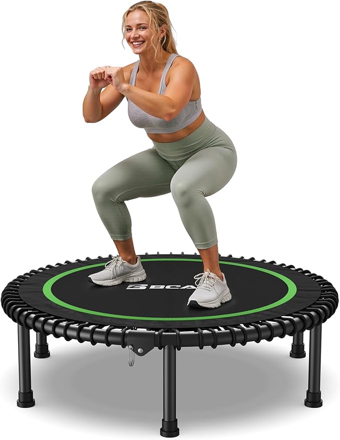 BCAN 450LBS/550LBS Foldable Mini Trampoline, 40"/48" Adult Fitness Trampoline with Durable Bungees, Stable & Quiet Exercis...