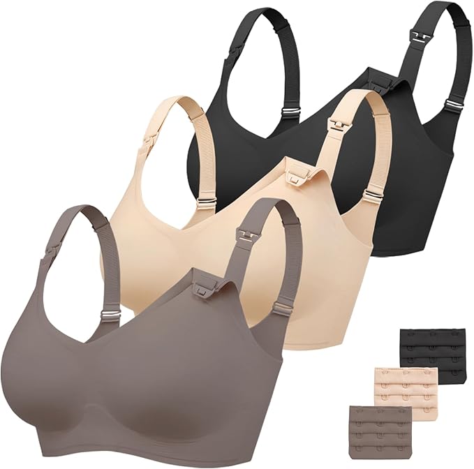 Vinfact 3 Pack Nursing Bras for Breastfeeding Comfort Maternity Bras for Pregnancy Wireless Seamless Breastfeeding Bras
