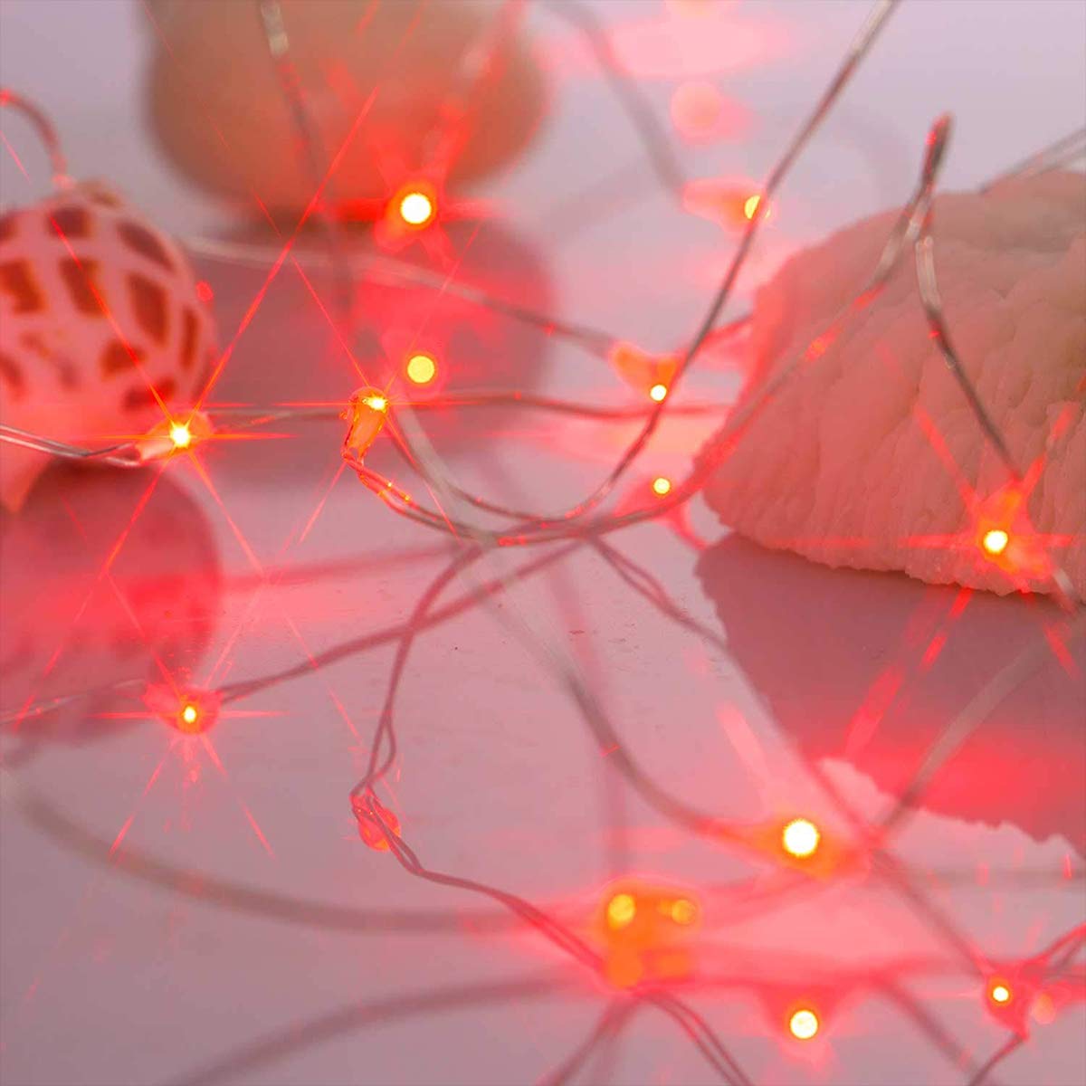 Ariceleo LED Fairy Lights, 2 Pack Mini Battery Powered Copper Wire, 5m/16ft, Red, Model MRSXD-RD-5M-2, Ideal for Bedroom and