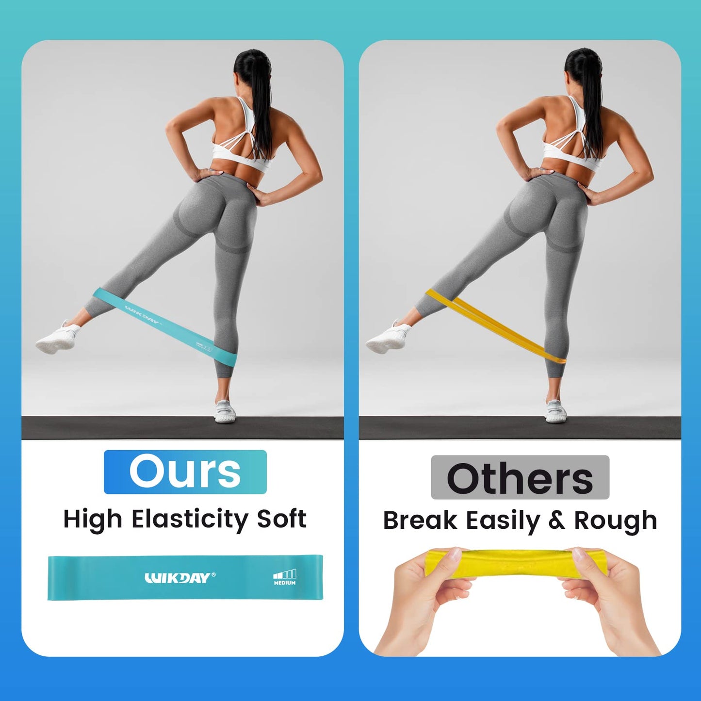 WIKDAY Resistance Bands for Working Out Exercise Loop Bands Workout Bands Set for Men Women Body Stretching, Training, Home Workout, Physical Therapy, Booty Legs, Set of 5 (Blue)