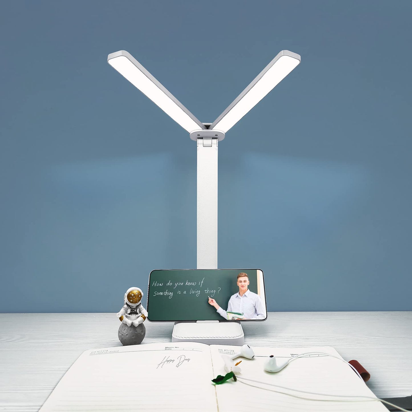 Luxlumin Blue Desk Lamp - Portable, Rechargeable, 3 Lighting Modes, Ideal For Home Office, Kids, Reading, Studying