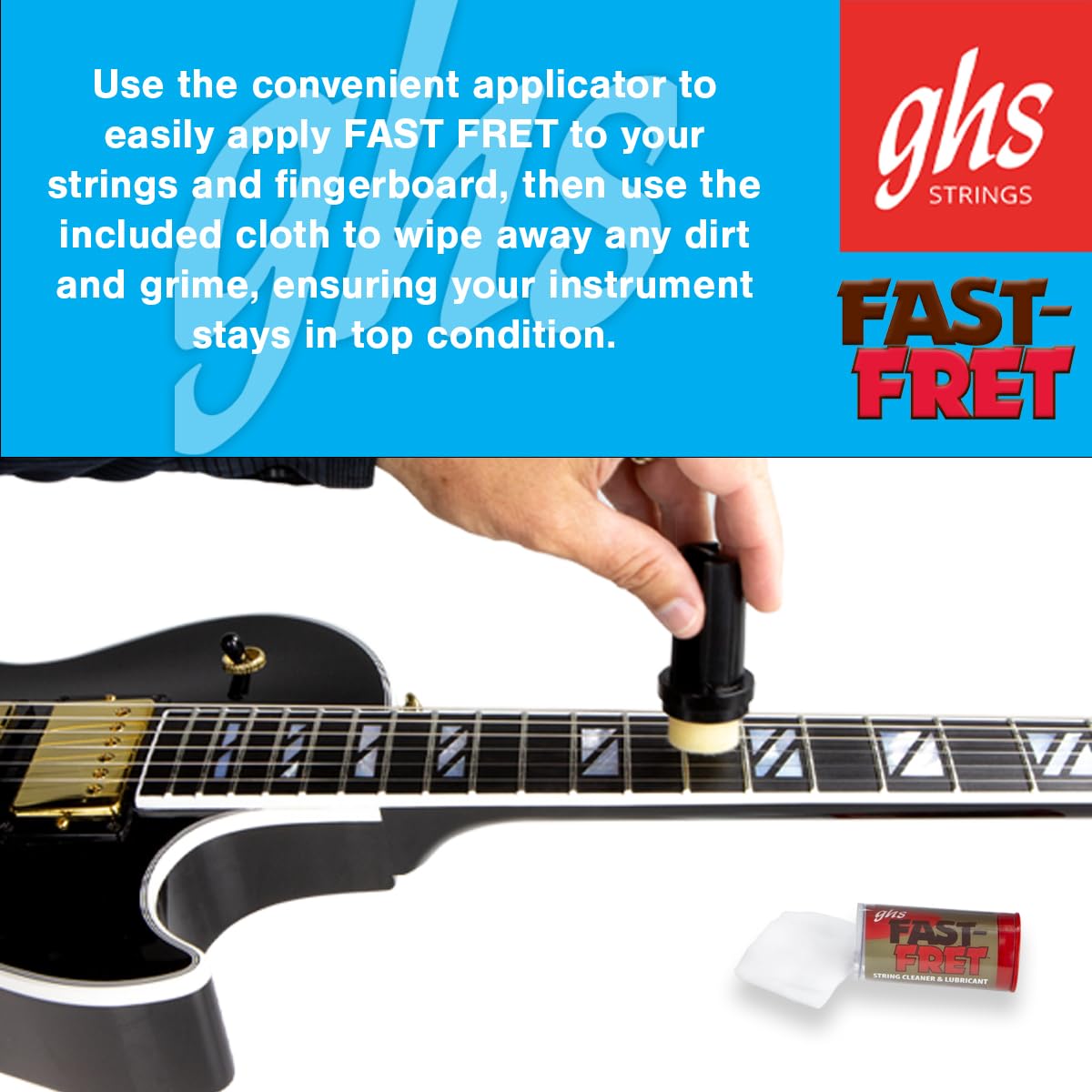 Ghs Strings - Fast Fret (Model A87-2 Pack) String And Neck Cleaner For Musical Instruments, Pack Of 2