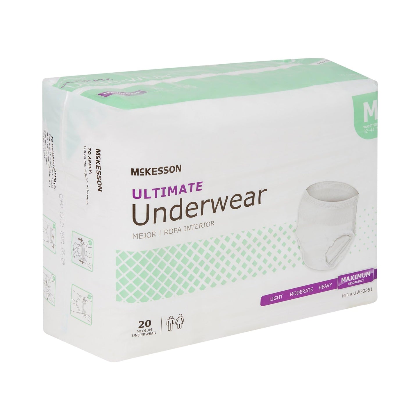 McKesson Ultimate Adult Incontinence Underwear, [80 Count], Medium, 32-44 in. Maximum Absorbency, Unisex Bladder Leak Protection, Pull-On Style with Tear-Away Sides, for Postpartum and Incontinence