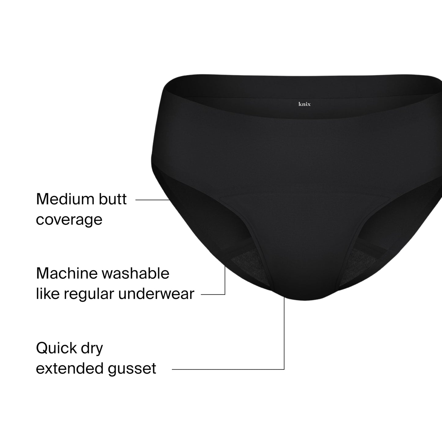 KNIX Super Leakproof Bikini - Period Underwear for Women - Machine Washable, Reusable - Black, X-Large (1 Pack)