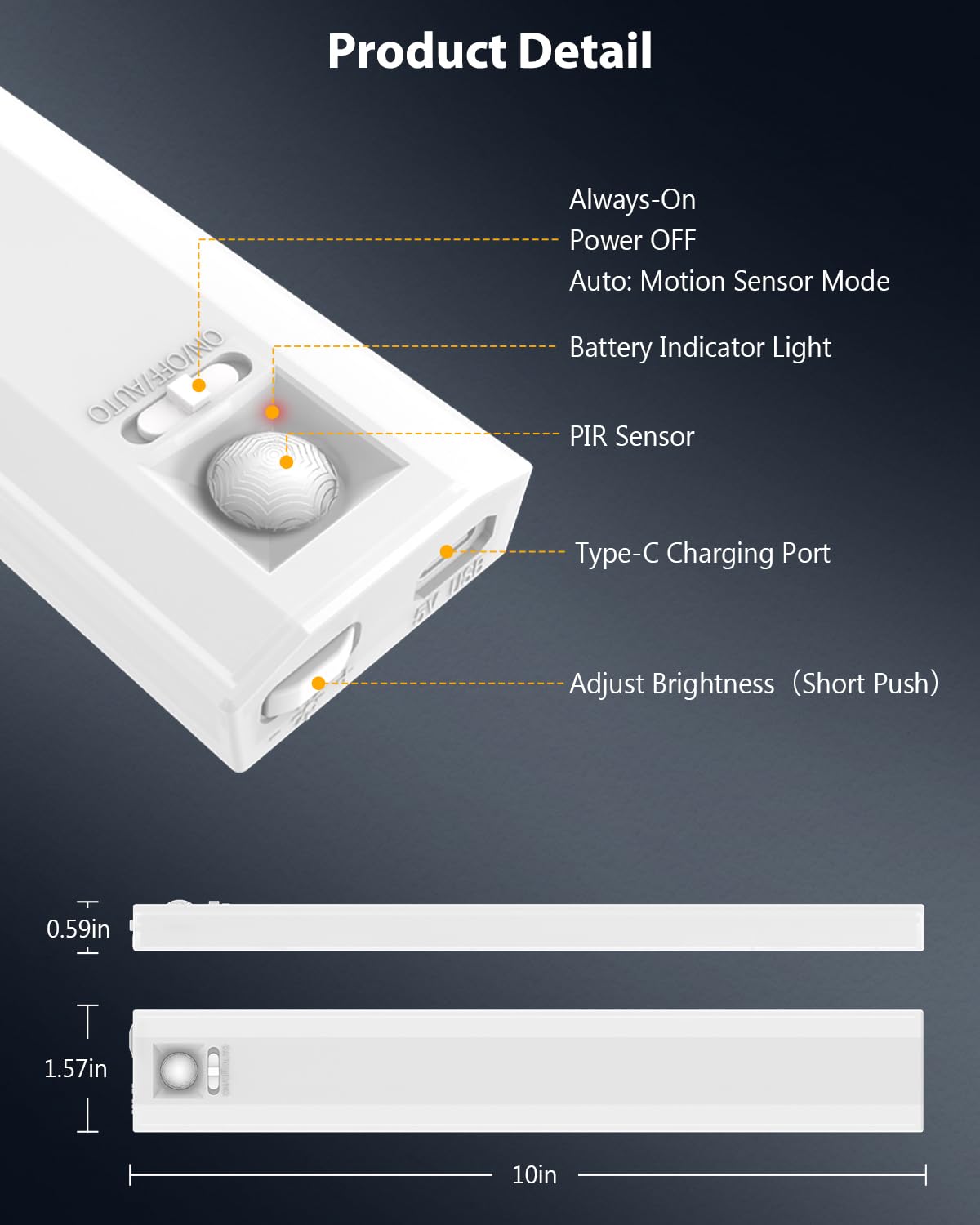 10  Under Cabinet Lighting  68Leds Motion Sensor Light Indoor  Rechargeable Battery Magnetic Closet Light  Wireless Under Counter Lights For Kitchen  Stairs  4-Pack Daylight
