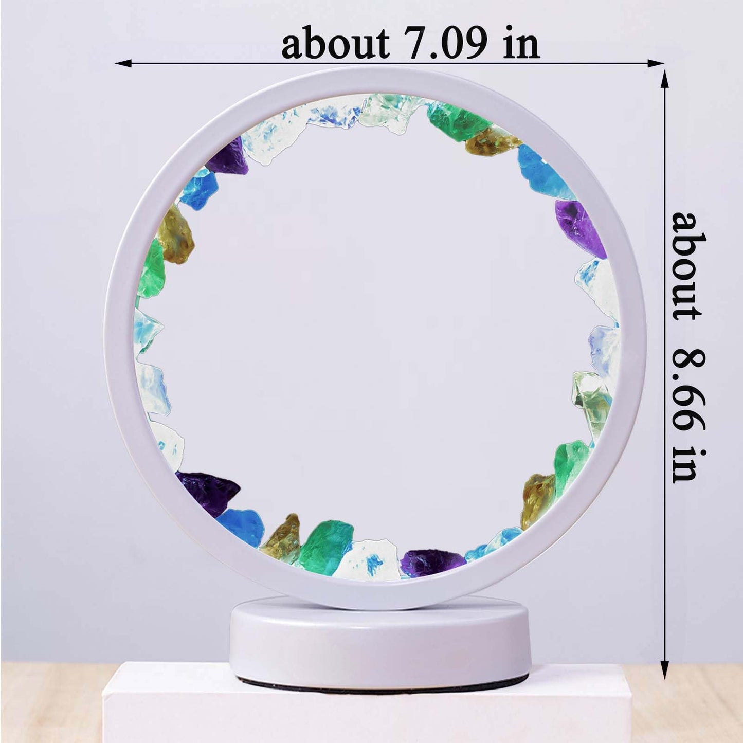 Runyansghi Chroma Gravel Night Lamp 8.6  Natural Healing Crystal Bedside Lamp Usb Port 3 Colours Dimming Mode Bedroom Lamp Suitable Night Light For Living Room Bedroom Office Home Decor Ideal Gift