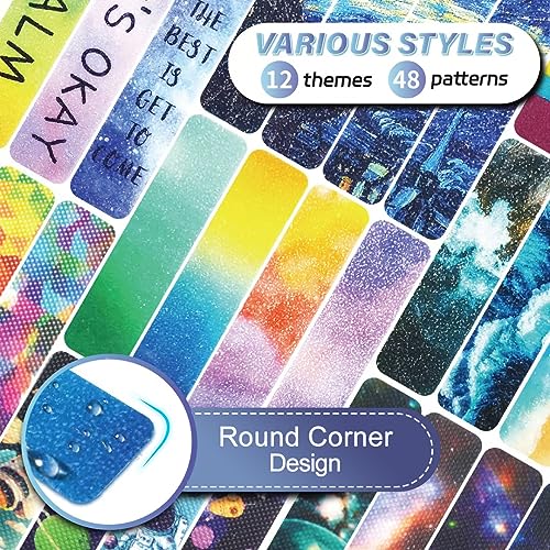 48 Pieces Unique Sensory Stickers for Anxiety Relief Items - Sensory Strips with Storage Box - 2 Textured Surface Fidget S...