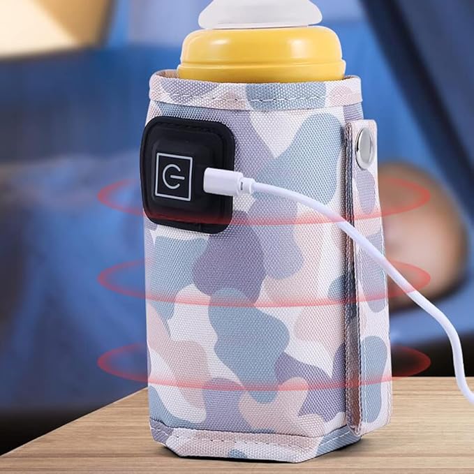 Car Travel Bottle Warmer,5V 2A USB Heating Bottle Warmer 40°C-60 °C Three Gear Adjustable Car Travel Milk Bottle Warmer Milk Heat Keeper Lightweight Milk Heater Cover,Pink
