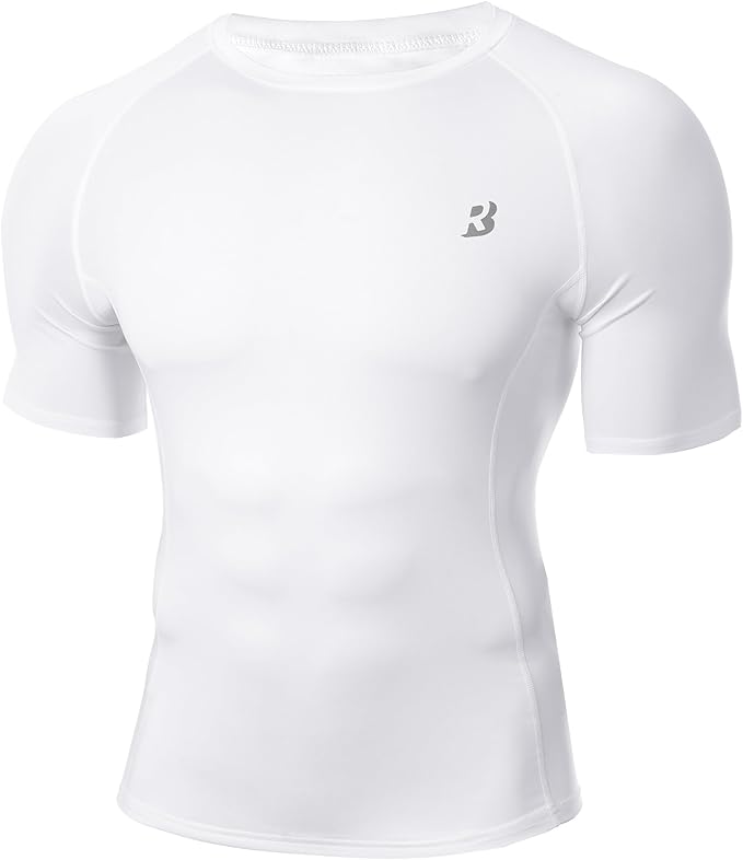 Roadbox Compression Shirt Men Short Sleeve, Cool Dry Base Layer Athletic Undershirts, Workout T-Shirt for Sports Gym Running