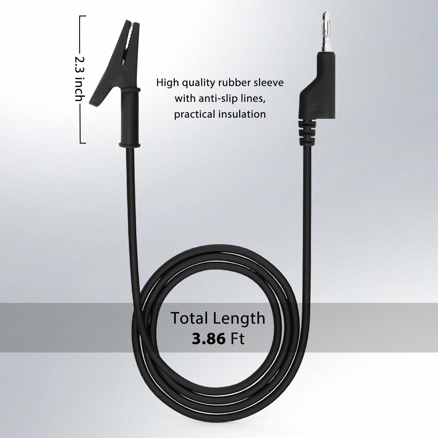 14 Gauge 2pcs 3.3 Ft Stackable 4MM Banana Plug to Alligator Clips UL3135, Heavy Duty Silicone Test Leads Set Jumper Wires Kit for Testing - EDGELEC