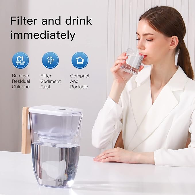 Replacement Filters for All Waterdrop® Pitcher Filtration System, Fits Waterdrop® WD-PF-01A Plus, WD-PT-05, WD-PT-04, WD-PT-61B, Last Up to 3 Months or 200 Gallons (Pack of 1)