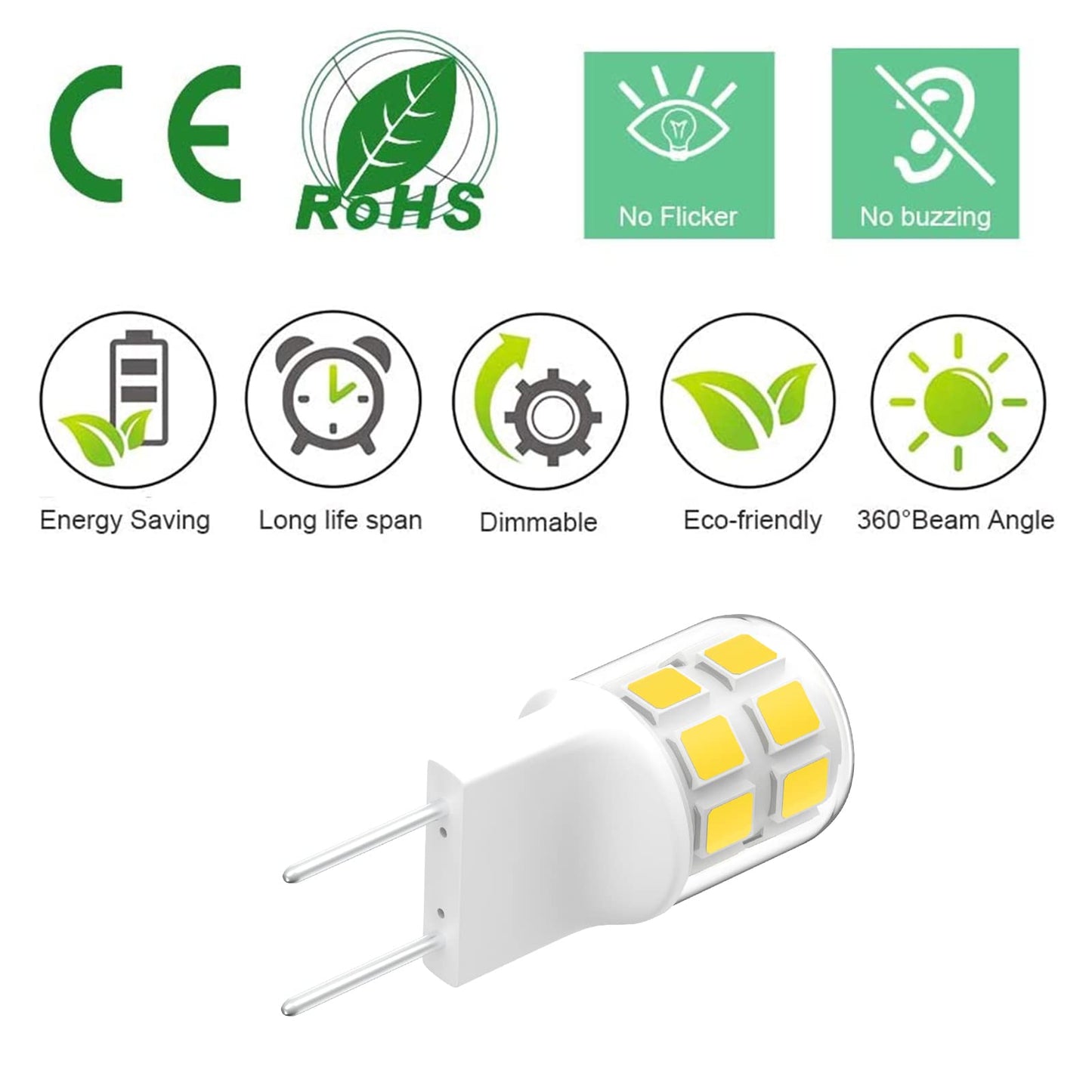 Taiyaloo G8 Dimmable Led Bulb, 20W-25W Halogen Equivalent, Warm White 3000K, 10 Pack, Bi-Pin Base, Cer