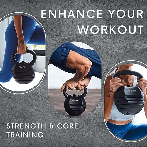 Polyfit Adjustable Kettlebell Set | 30/40/50 lbs | Kettlebell Weights for Home Gym