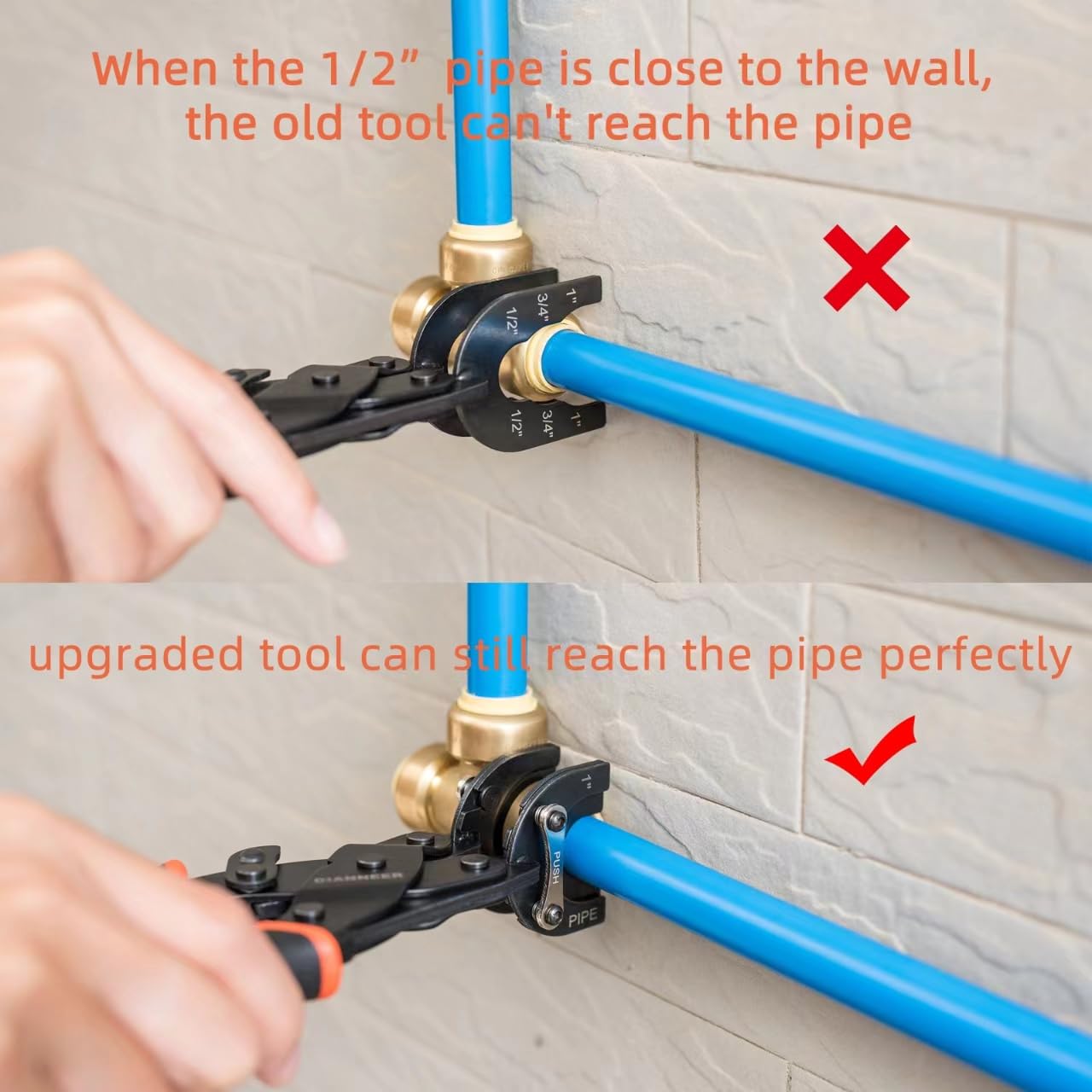 GIANNEER Push to Connect Removal Tool Disconnect Tongs for 1/2”, 3/4”, 1” Push Fitting Pex Removal Tool Improved Version