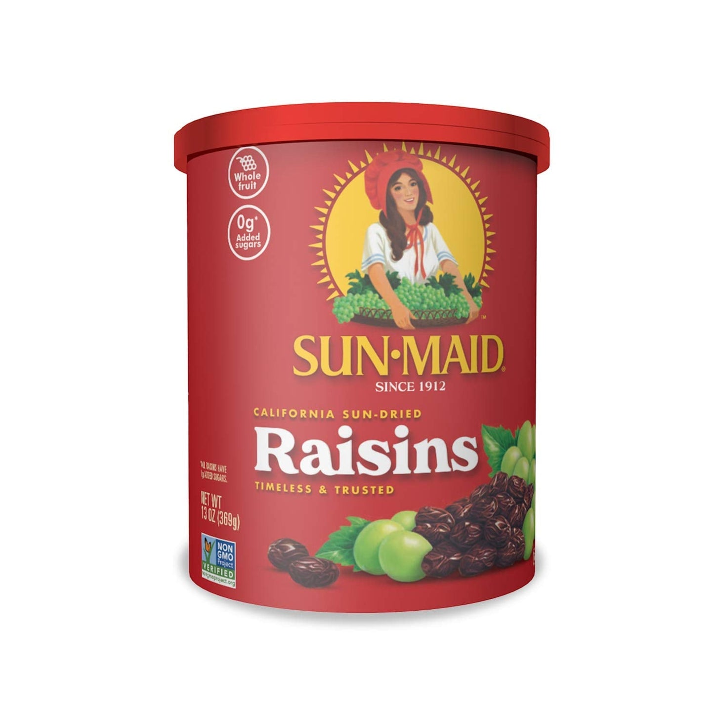 Sun-Maid California Sun-Dried Raisins - 13 oz Resealable Canister - Dried Fruit Snack for Lunches, Snacks, and Natural Sweetener