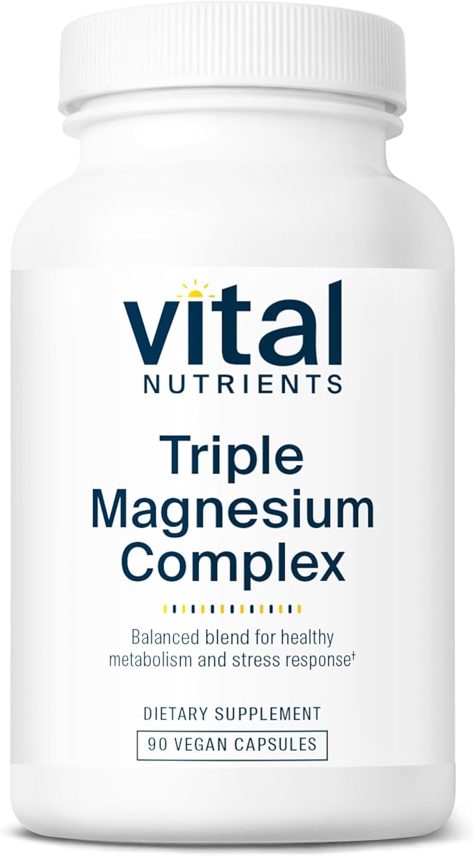 Vital Nutrients Triple Magnesium Complex Supplement | Vegan Magnesium Glycinate, Malate & Oxide 250mg | Easily Absorbed Magnesium Supplement for Stress, Muscle, Heart, Bone Support | 90 Capsules