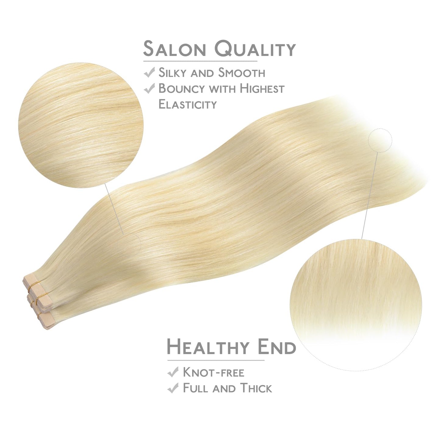 WENNALIFE Tape in Hair Extensions Human Hair, 40pcs 60g 10 inch Platinum Blonde Hair Extensions Real Human Hair Straight Tape in
