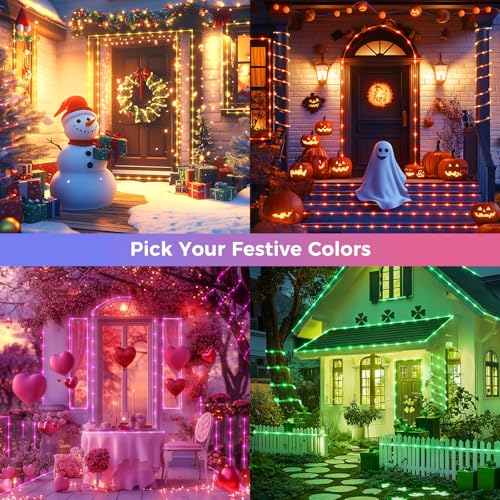 Minetom Color Changing Rope Lights Outdoor, 33FT 100 LED String Lights with Plug & Remote, Waterproof Christmas Light Outd...