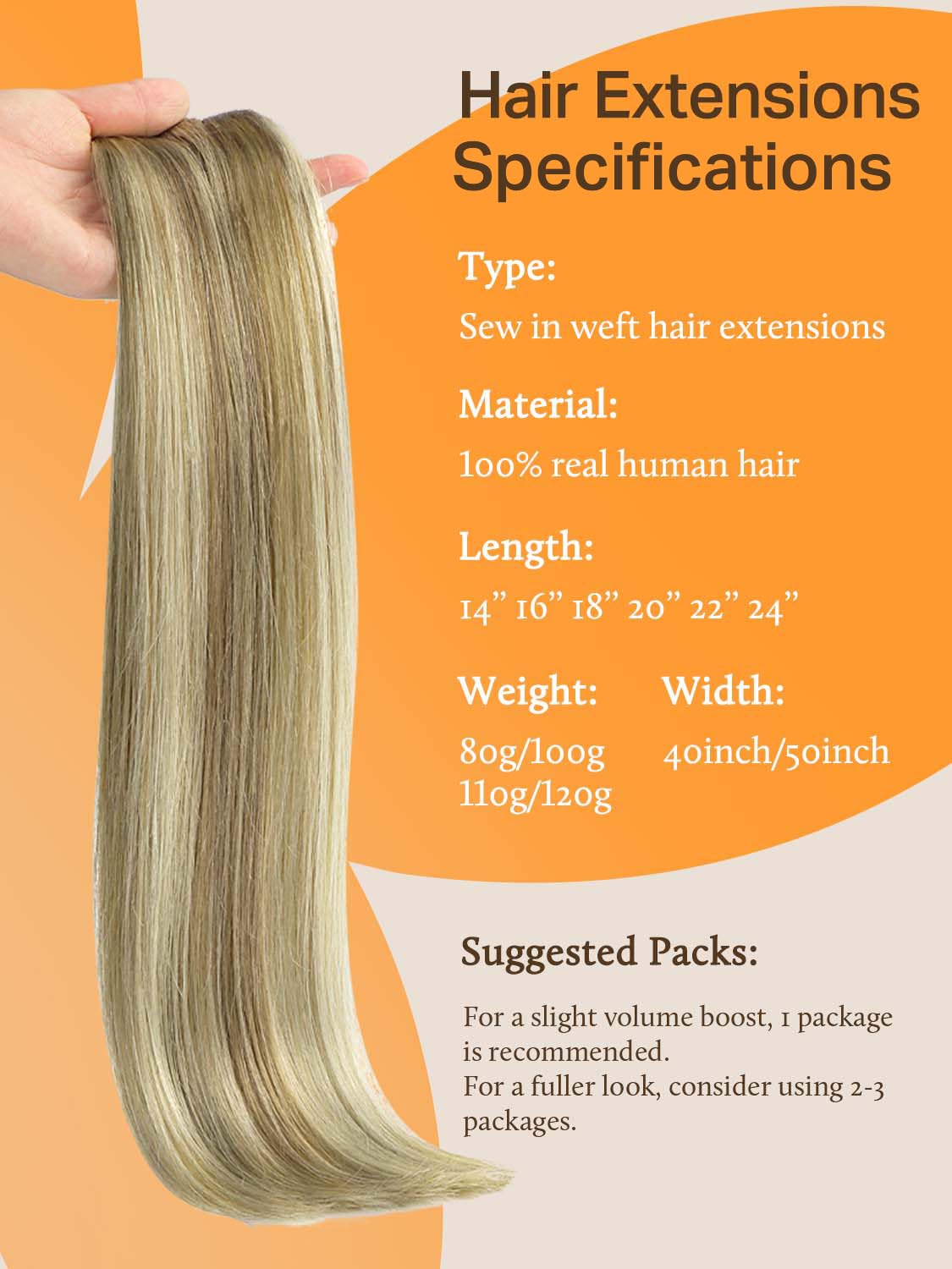 DOORES Hair Extensions Real Human Hair, Light Brown Highlighted Medium Blonde 24 Inch 120g, Remy Weft Full Head Long Straight Se