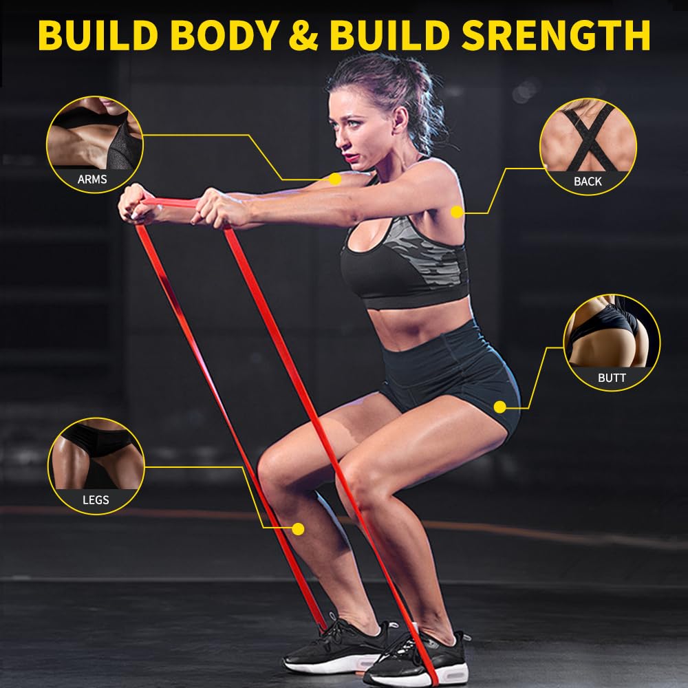 ROSAPOAR Resistance Band Pull up Band Fitness Exercise Bands Natural Latex for Workout Body Stretch Powerlifting Band Fitness Sport Training at Home/The Gym - Black