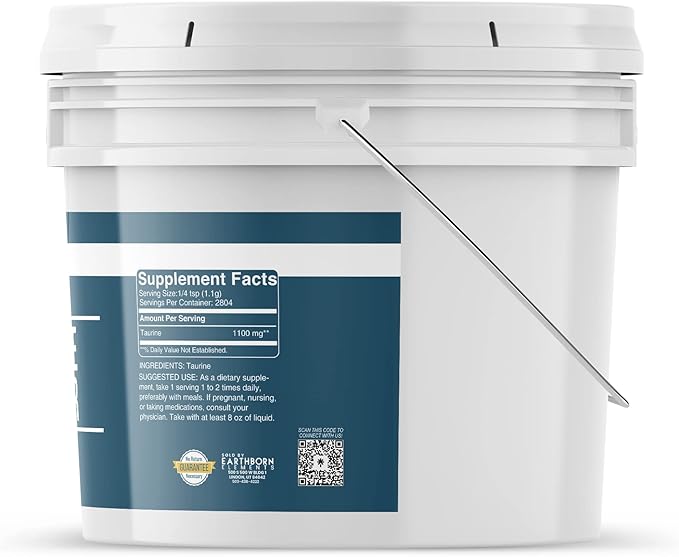 Earthborn Elements Taurine Powder 1 Gallon Bucket, Dietary Supplement, No Additives