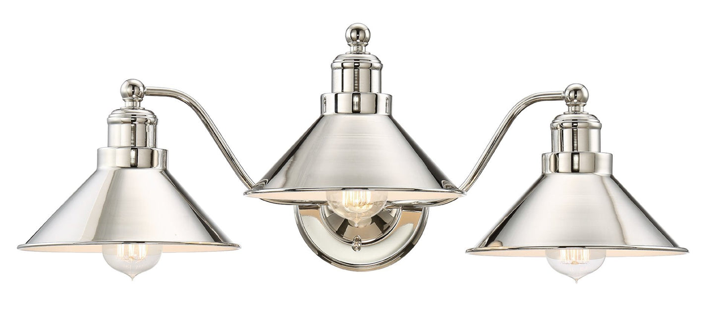 Kira Home Welton 3-Light Bathroom Light, 25.5 Polished Nickel, Metal, Modern Farmhouse Vanity Fixture, Model Rv-Wb4833-Pn