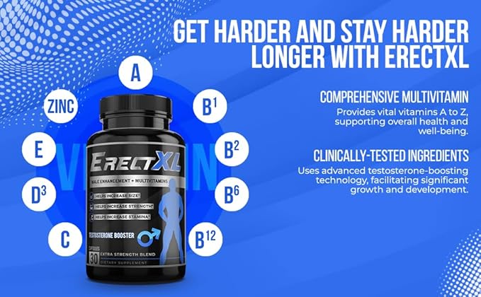 ErectXL Male Performance + MULTIVITAMIN – Increase Size, Strength, Stamina | Nitric Oxide & Testosterone Enhancer w/GoatWeed & MacaRoot +19 Natural Ingredients