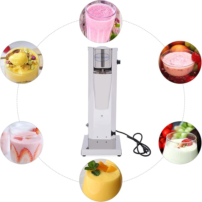 Milkshake Maker for Malts Soda Fountain Drinks Protein Shakes Whipping Omelets and Pancake Batter Kitchen Commercial 110V Stainless Steel Single Head 16000RMP