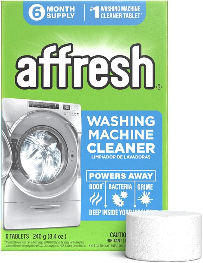 Affresh Washing Machine Cleaner, Helps Power Away Odor Causing Bacteria & Grime Deep Inside Pump, Valve & Hoses, 6 Time Re...