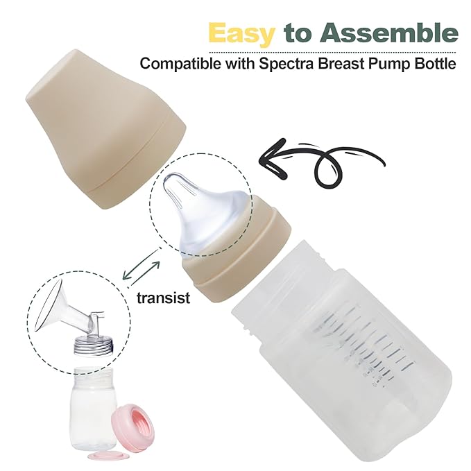 Bottle Nipples Compatible with Spectra with Baby Safe Soft Silicone,Slow Flow Nipples for Bottles Compatible with Spectra,Level 1,Size S,0-3Month,2PCS