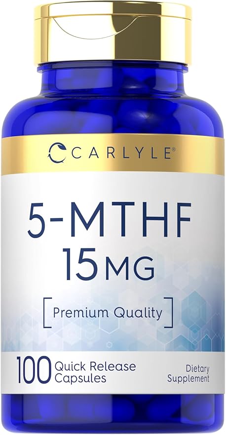Carlyle 5-MTHF Supplement 15mg | 100 Capsules | L-Methylfolate | Non-GMO, Gluten Free | Premium Quality