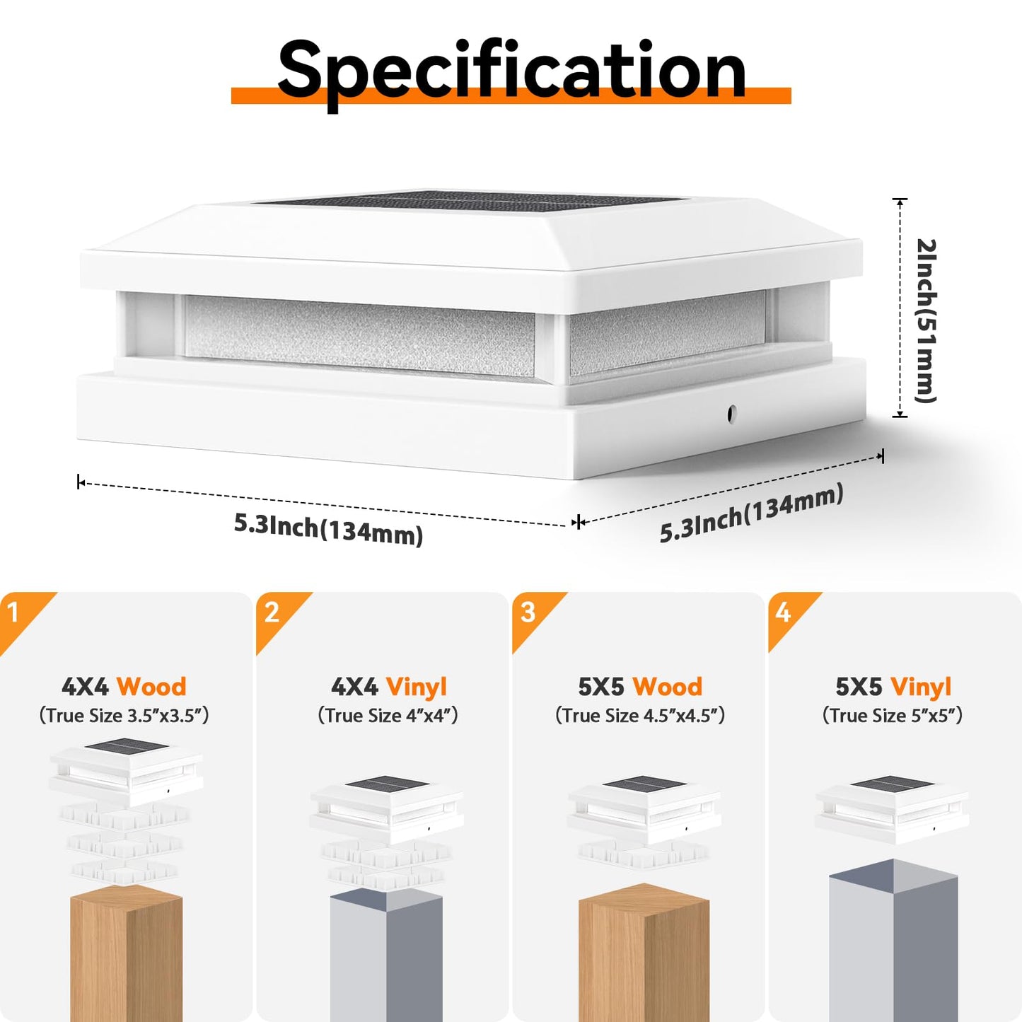 Solar Post Cap Lights Outdoor 16 Packs For 4X4 4.5X4.5 5X5 Vinyl/Wooden Posts  Waterproof Solar Powered Fence Cap Light With Warm/Cool Lighting  White 16Leds Deck Caps Lights For Yard  Garden  Patio