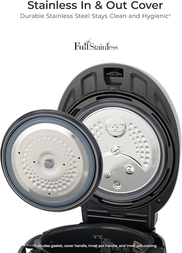 CUCKOO High Pressure Rice Cooker 6-Cup Uncooked / 12-Cup Cooked with Nonstick Inner Pot, Versatile Rice Maker with 12 Menu Options and Steam Plate, Fuzzy Logic Tech, Voice Guide, Black (CRP-P0609S)