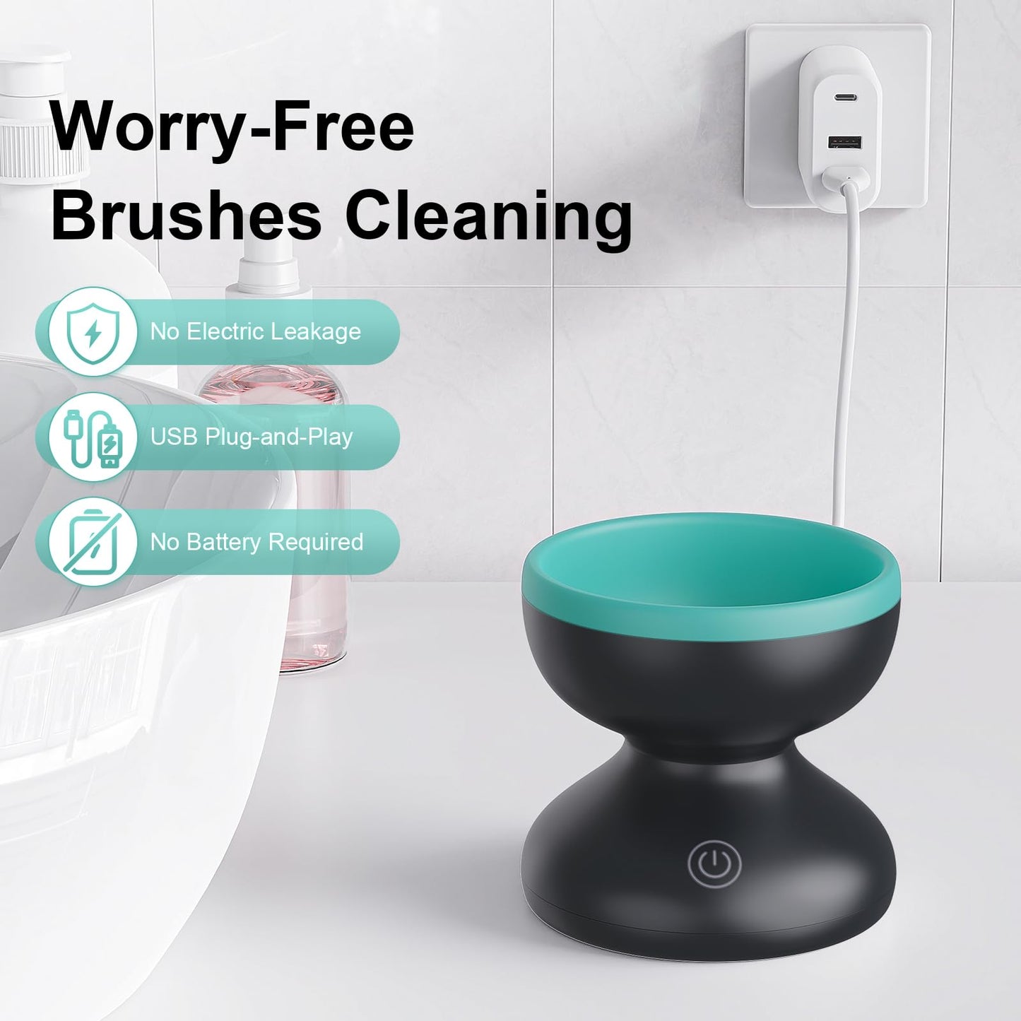 Norate Electric Makeup Brush Cleaner Machine, Automatic Makeup Brush Cleaner for Fast and Deep Cleaning - Portable Brush Cleanin